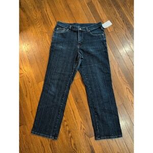 EUC Riders by Lee Womens Dk Wash Straight Leg Stretch Midrise‎ Jeans 33.5 x 28.5